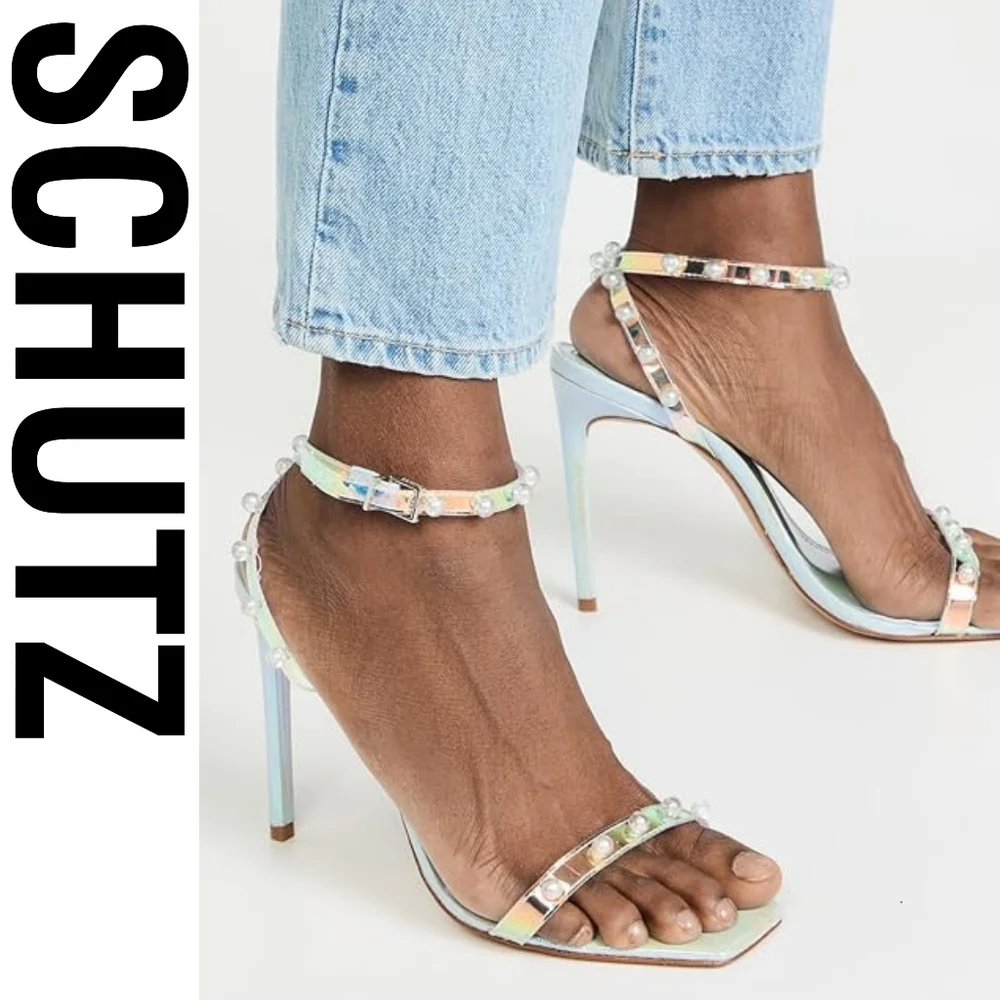 SCHUTZ Women's Pietra Sandal Sandals, Multicolor Size 8 US Stiletto